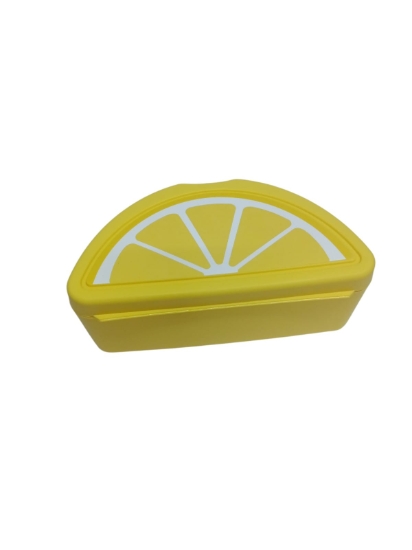 Picture of Gondol Lemon Shape Assorted Colors Divided Lunch Box with Spoon and Fork Model G-498-L
