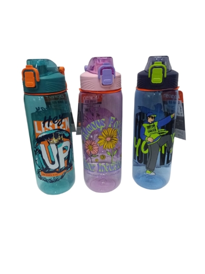 Image de Gourde Renga Wave hermétique avec poignée, couleurs fluorescentes et motifs cartoon 630 ml modèle 912166