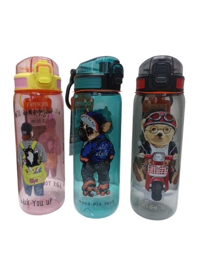 Bild von Renga Rebox auslaufsichere Wasserflasche mit Griff, fluoreszierende Farben und Cartoon-Motive 630 ml Modell 912163