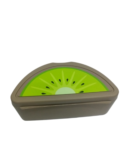 Picture of Gondol Kiwi Shape Assorted Colors Divided Lunch Box with Spoon and Fork Model G-498-K
