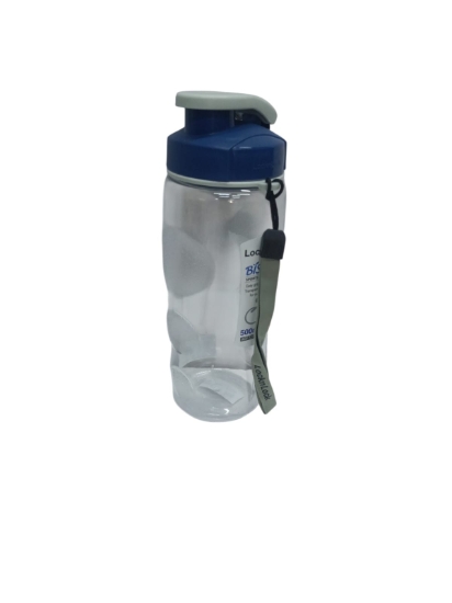 Image de Gourde sport Lock & Lock sans BPA transparente avec couvercle bleu et sangle 500 ml modèle ABF721