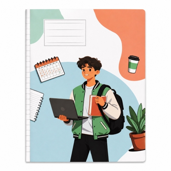 Picture of Extra Line School Notebook Staple Binding Squared 60 Sheets Coated Cover 16 × 22.5 cm