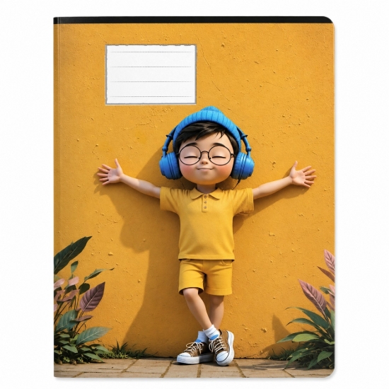 Imagen de Extra Line Cuaderno Escolar Grapado Rayado 60 Hojas Diseño de Niño con Música Cubierta Dúplex 16 × 22.5 cm
