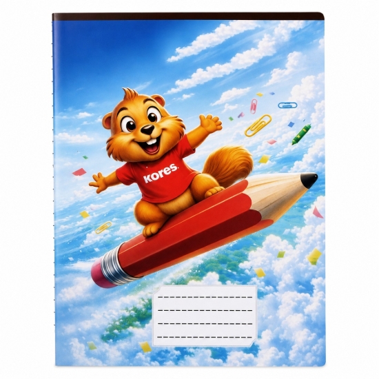 Picture of Extra Line School Notebook Staple Binding Ruled 60 Sheets Flying Squirrel Design Duplex Cover 16 × 22.5 cm