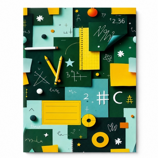 Picture of Extra Line College Notebook Staple Binding 1/2 cm Ruled 40 Sheets Geometry Tools Design Coated Bristol Cover A4