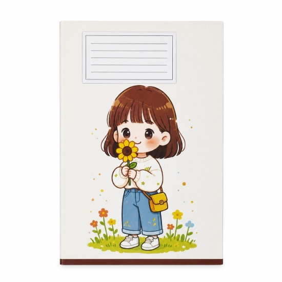 Picture of Extra Line School Notebook Staple Binding Ruled 60 Sheets Girl with Flower Design Duplex Cover 16 × 22.5 cm