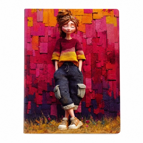 Picture of Extra Line College Notebook Staple Binding S & S 80 Sheets Stylish Girl Design Coated Bristol Cover A4