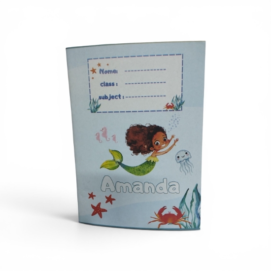 Picture of Extra Line school notebook with staple binding, 3-line ruled, 60 sheets, mermaid design, duplex cover, size 16 × 22.5 cm