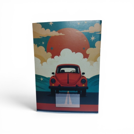 Picture of Extra Line school notebook with staple binding, 9-line ruled, 40 sheets, classic cars design, duplex cover, size 16 × 22.5 cm
