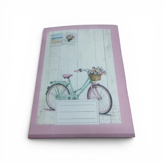 Picture of Extra Line school notebook with staple binding, alternating plain and ruled pages, 80 sheets, motorcycle design, duplex cover, size 16 × 22.5 cm