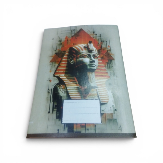 Picture of Extra Line school notebook with staple binding, alternating plain and ruled pages, 80 sheets, ancient statue design, duplex cover, size 16 × 22.5 cm