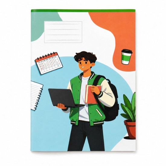 Imagen de Cuaderno escolar Extra Line grapado rayado 28 hojas diseño de chico universitario cubierta dúplex 16 × 22.5 cm