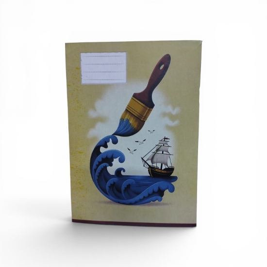 Imagen de Cuaderno escolar Extra Line grapado S&S 40 hojas diseño pincel y barco cubierta dúplex 16 × 22,5 cm