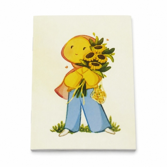Bild von Extra Line geheftetes liniertes Schulheft 28 Blatt Mädchen-und-Blumen-Design Duplex-Umschlag 16 × 22.5 cm