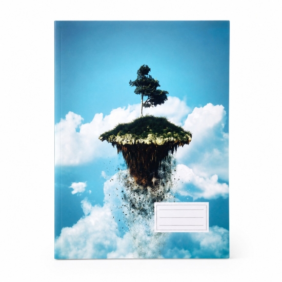 Bild von Extra Line College-Notizbuch geheftet Englisch 40 Blatt Fliegende-Insel-Design Bristol-beschichteter Umschlag A4