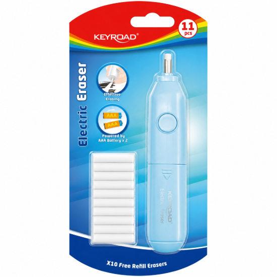 Image de Gomme électrique Keyroad avec batterie + 10 recharges, multicolore, Modèle KR972913