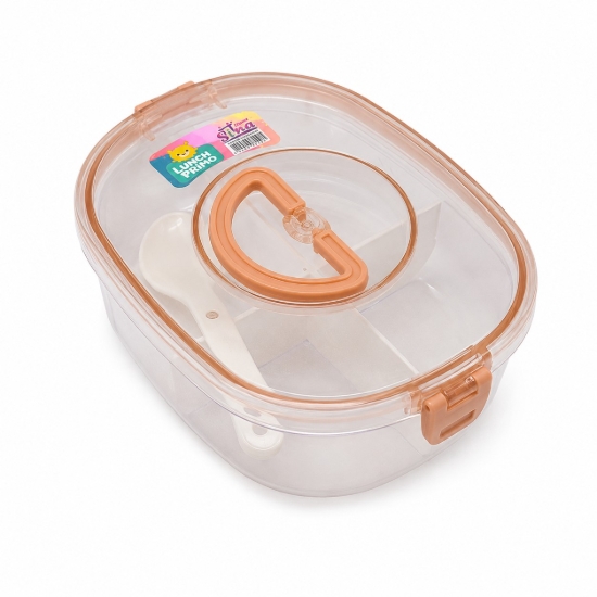 Image de Boîte à déjeuner Sina Home Primo avec poignée, couleurs variées, compartimentée sur deux niveaux, capacité 1,5 litre