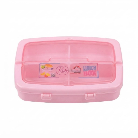 Image de Boîte à déjeuner Sina Home Ruby House avec poignée, couleurs assorties, compartimentée sur 2 niveaux, avec fourchette et cuillère