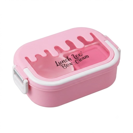 Image de Boîte à déjeuner Sina Home Ice Cream avec poignée, couleurs assorties, compartimentée sur 2 niveaux, avec fourchette et cuillère